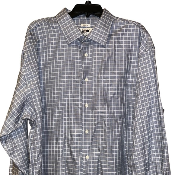 Joseph Abboud Men’s Dress Shirt 19 34/35 Classic Fit Blue Check Non-Iron Cotton - Picture 1 of 8